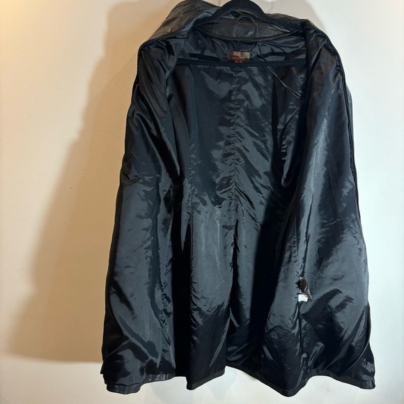 DANIER Sz L Long Line Button Closure Leather Jacket With Pockets and Funnel Neck - Picture 8 of 11